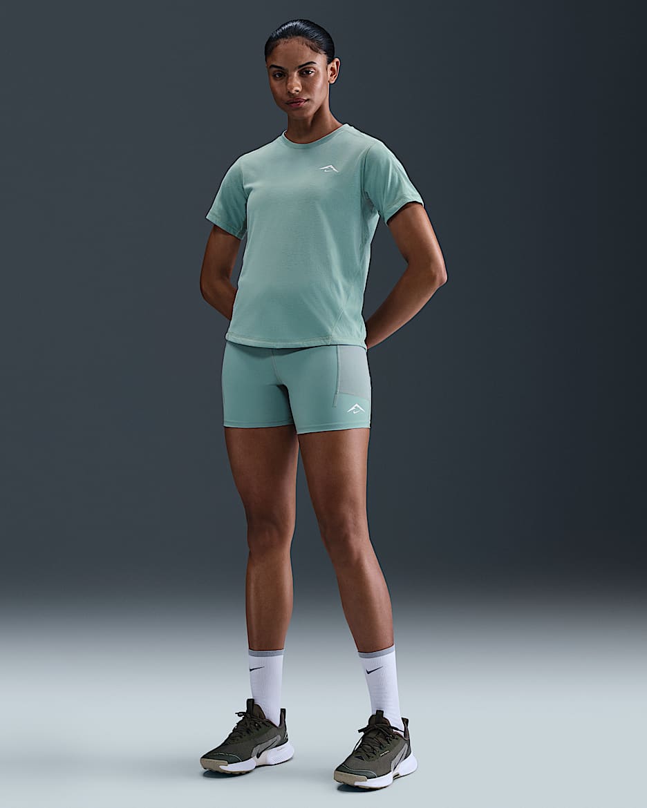 Nike Trail Women's Dri-FIT High-Waisted 4" Tight Running Shorts - Cannon/Summit White