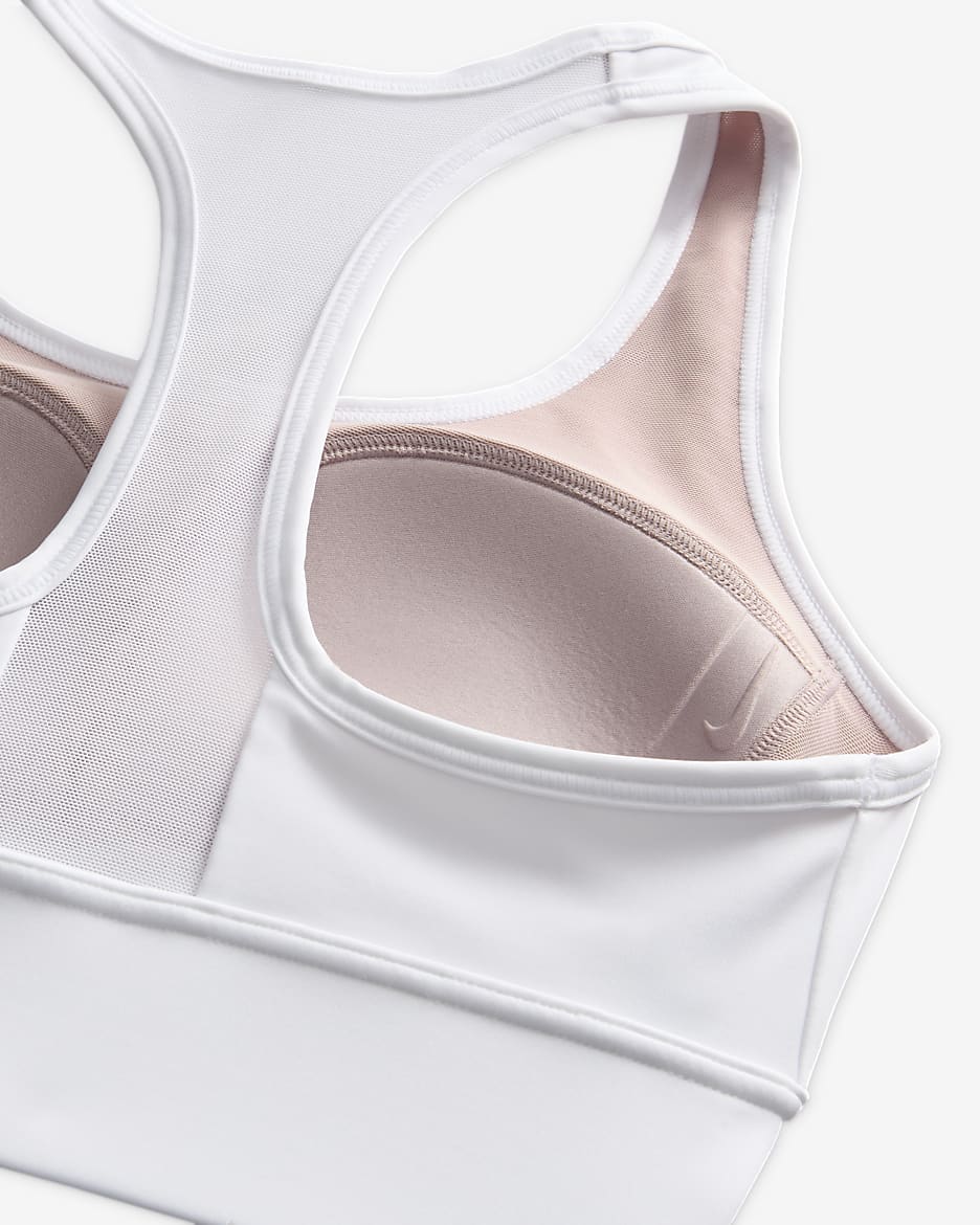 Nike Swoosh Medium-Support Women's Padded Longline Sports Bra - White/Stone Mauve/Black