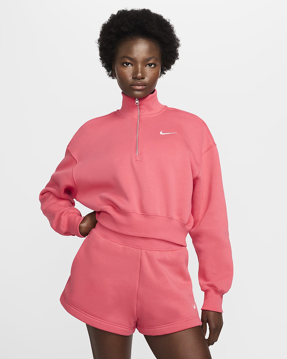 Nike Sportswear Phoenix Fleece Women's 1/2-Zip Cropped Sweatshirt - Aster Pink/Sail