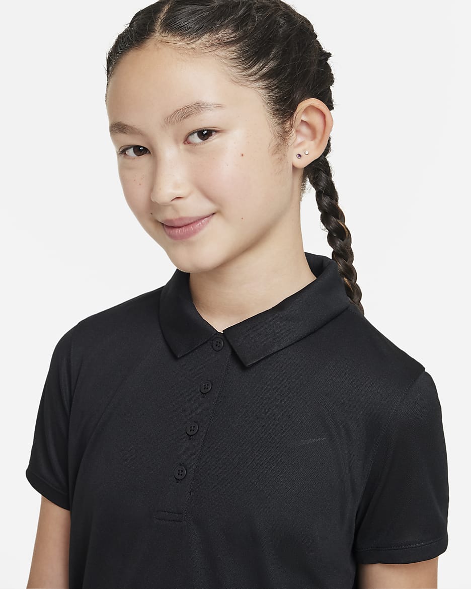 Nike Dri-FIT Victory Older Kids' (Girls') Golf Polo - Black/White