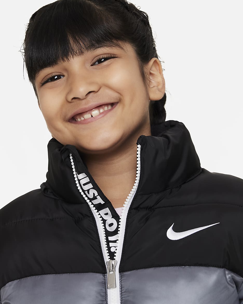 Nike Colorblock Puffer Jacket Little Kids Jacket - Black