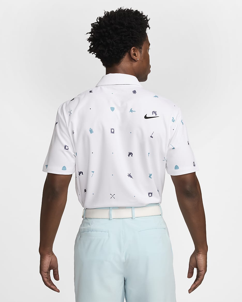 Nike Tour Dri-FIT galléros férfi golfpóló - Fehér/Fekete