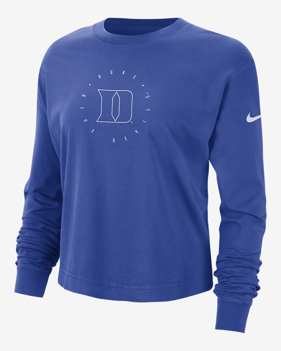Playera de manga larga universitaria Nike para mujer Duke - Royal juego