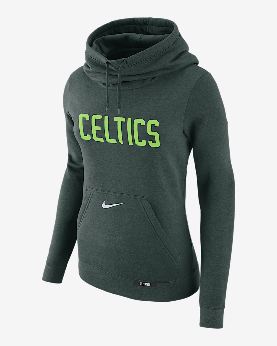 Boston Celtics Club City Edition Sudadera con cuello de embudo Nike de la NBA de tejido Fleece para mujer  - Verde pro