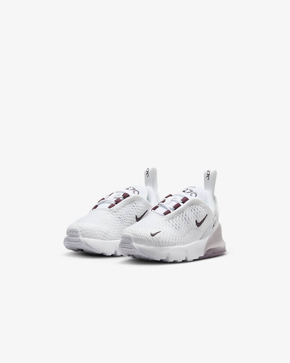 Nike Air Max 270 Baby/Toddler Shoe - White/Platinum Violet/Burgundy Crush