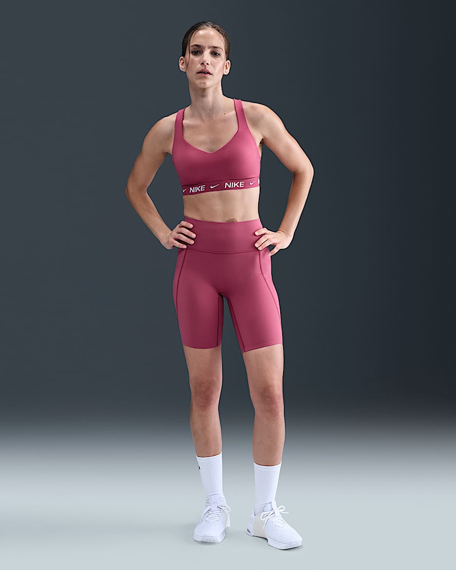 Cycliste taille haute sans coutures avant Nike Universa 20 cm pour femme - Sweet Beet/Deep Garnet/Rush Maroon