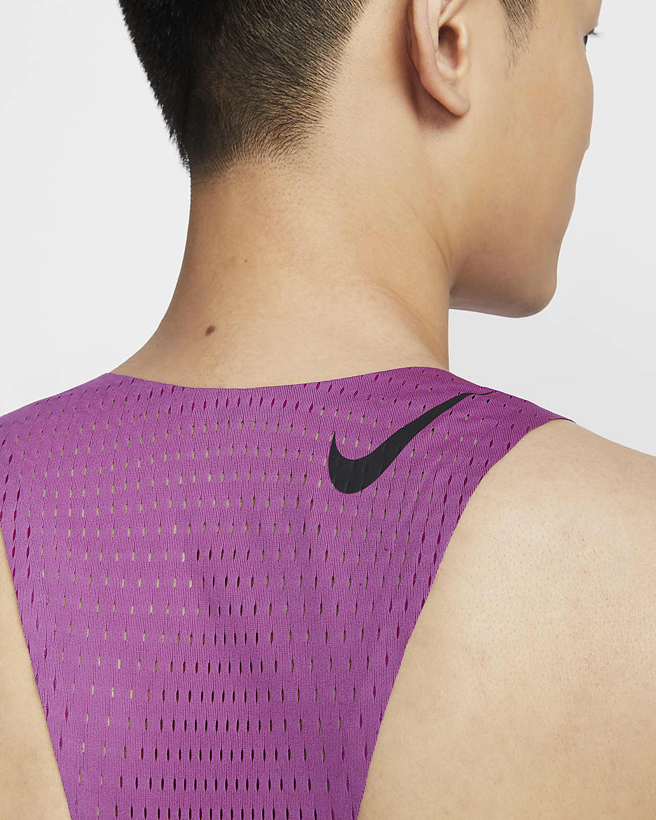 Nike AeroSwift 男款 Dri-FIT ADV 跑步無袖上衣 - Hot Fuchsia/黑色