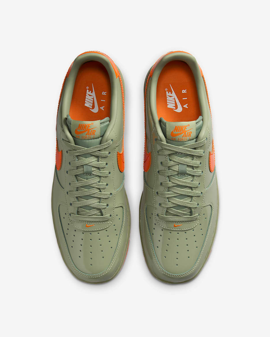 Nike Air Force 1 '07 Premium herresko - Oil Green/Platinum Tint/Safety Orange