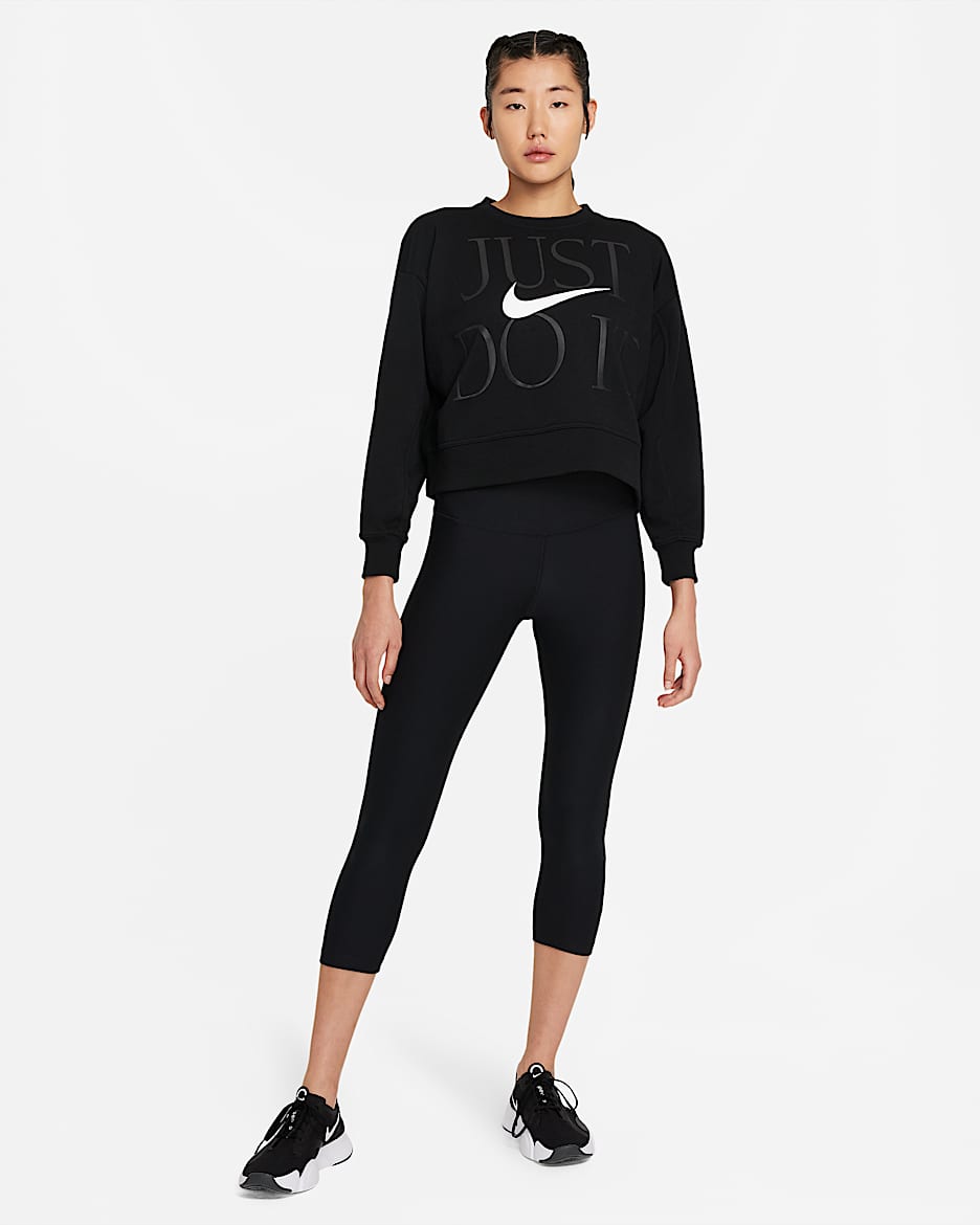 ナイキ Dri-FIT ゲット フィット ウィメンズ トレーニングクルー - ブラック/ホワイト