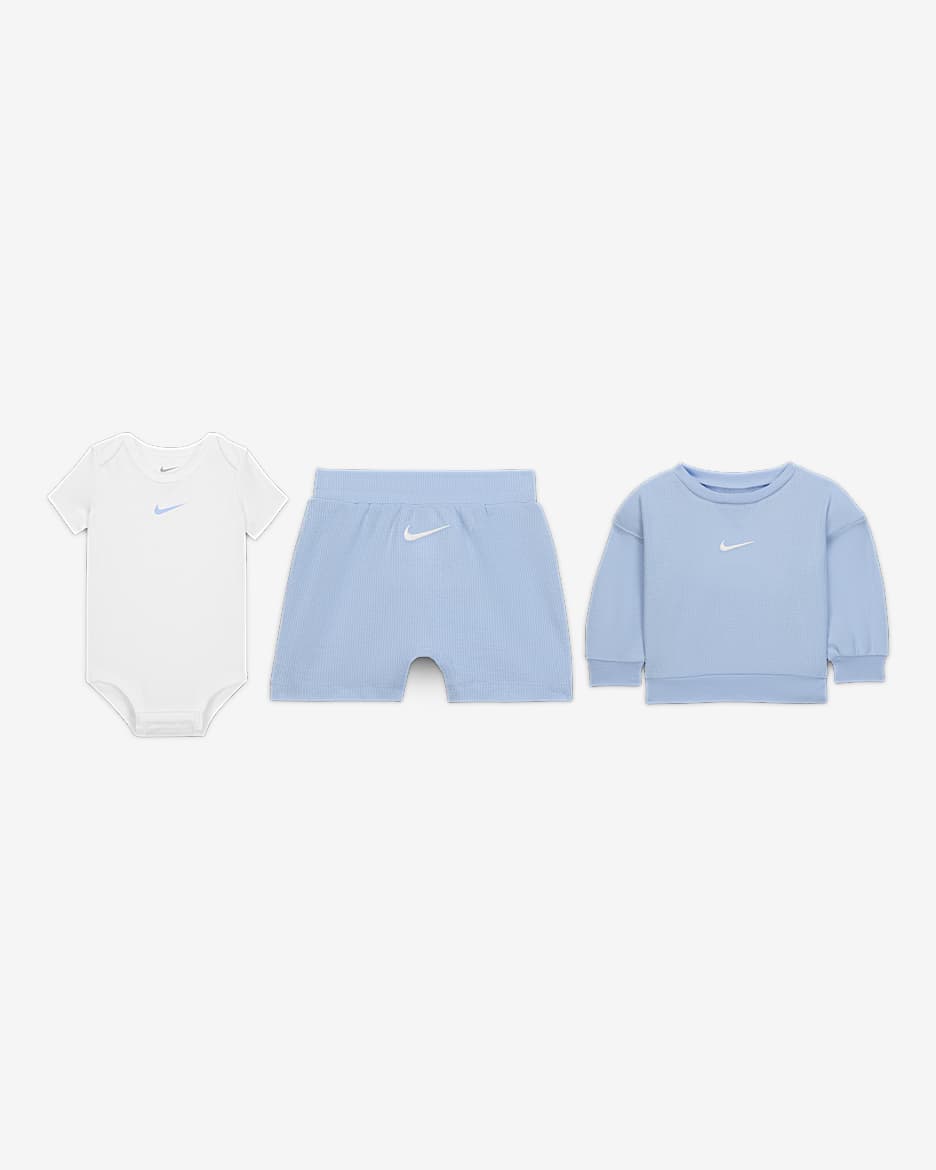 Nike Essentials Baby (0-9M) Crew and Shorts Set - Cobalt Bliss