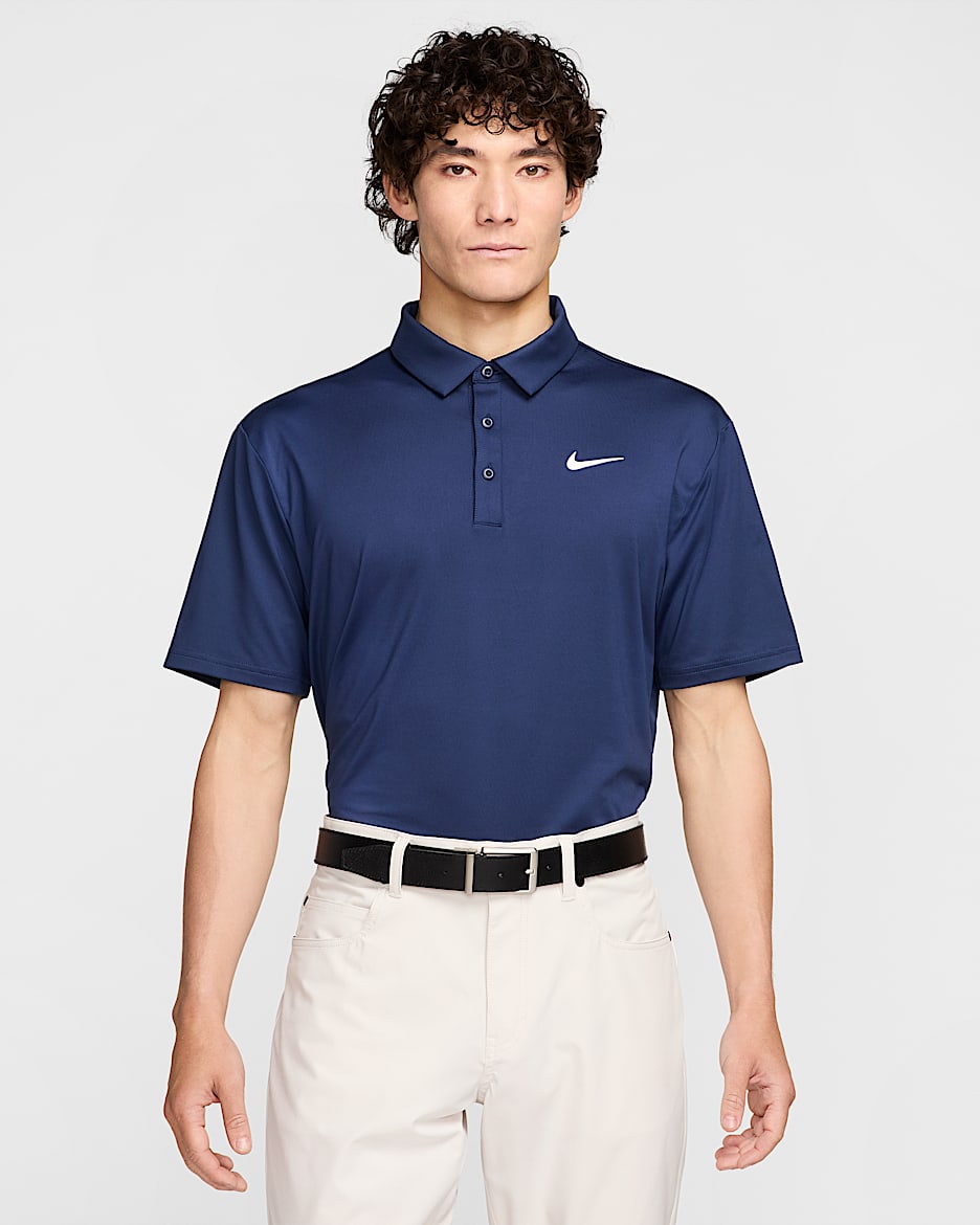 Polo de golf Dri-FIT de un solo color para hombre Nike Tour - Azul marino medianoche/Blanco