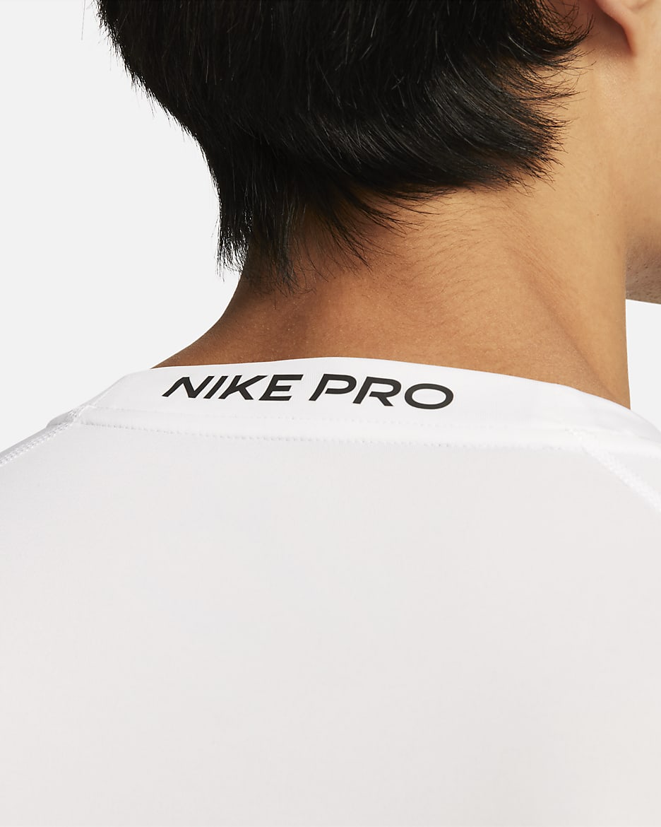 Nike Pro Men's Dri-FIT Tight Short-Sleeve Fitness Top - White/Black