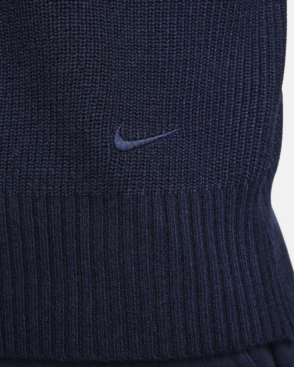 Nike Life langermet Henley-genser i militærstil til herre - Obsidian