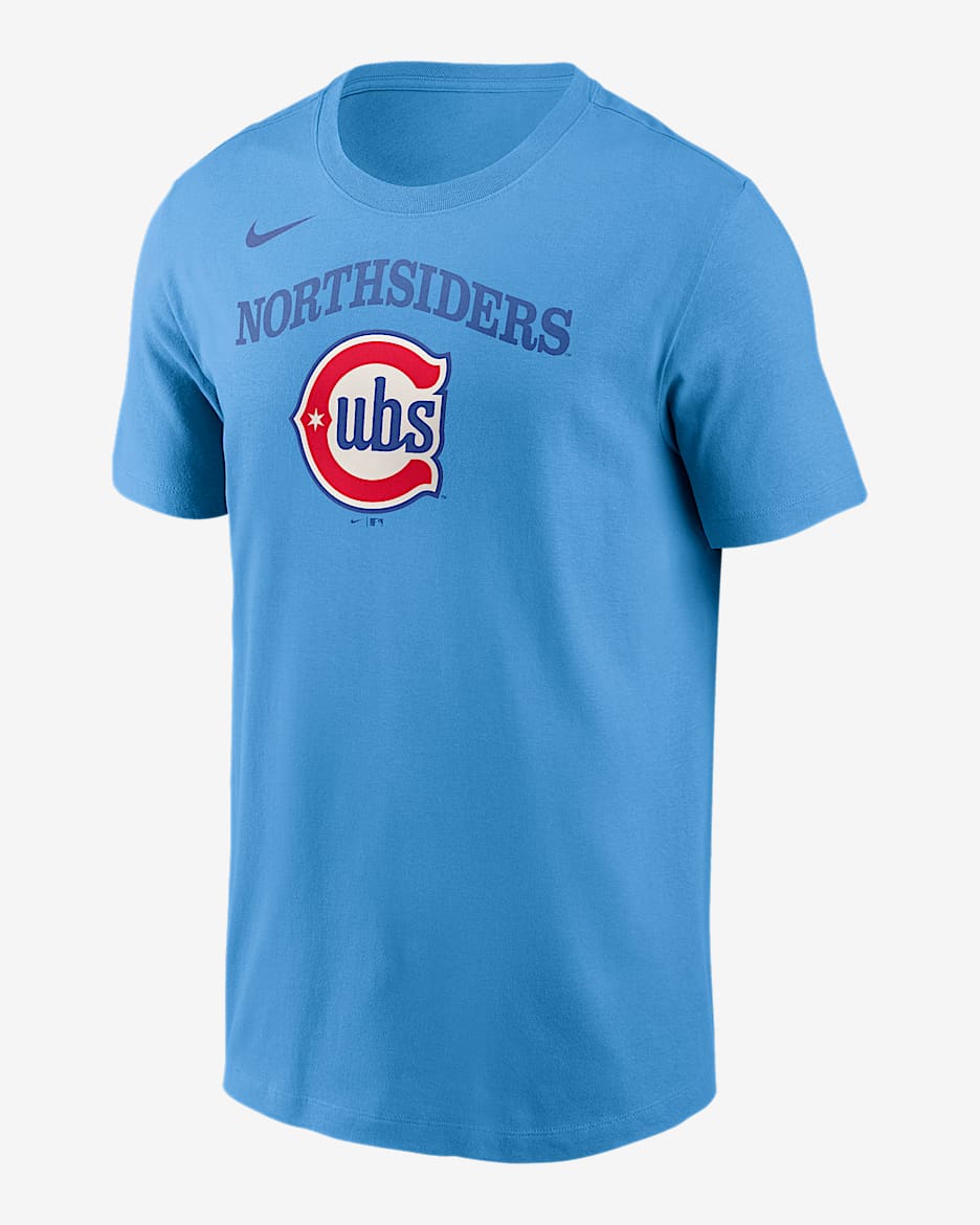 Playera Nike de la MLB para hombre Chicago Cubs Alternate Logo - Azul claro