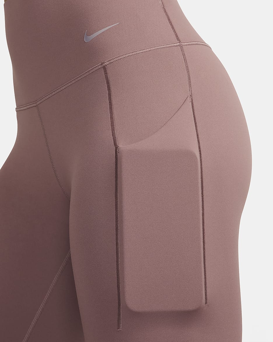 Cycliste taille haute à maintien normal avec poches 20 cm Nike Universa pour femme - Smokey Mauve/Noir