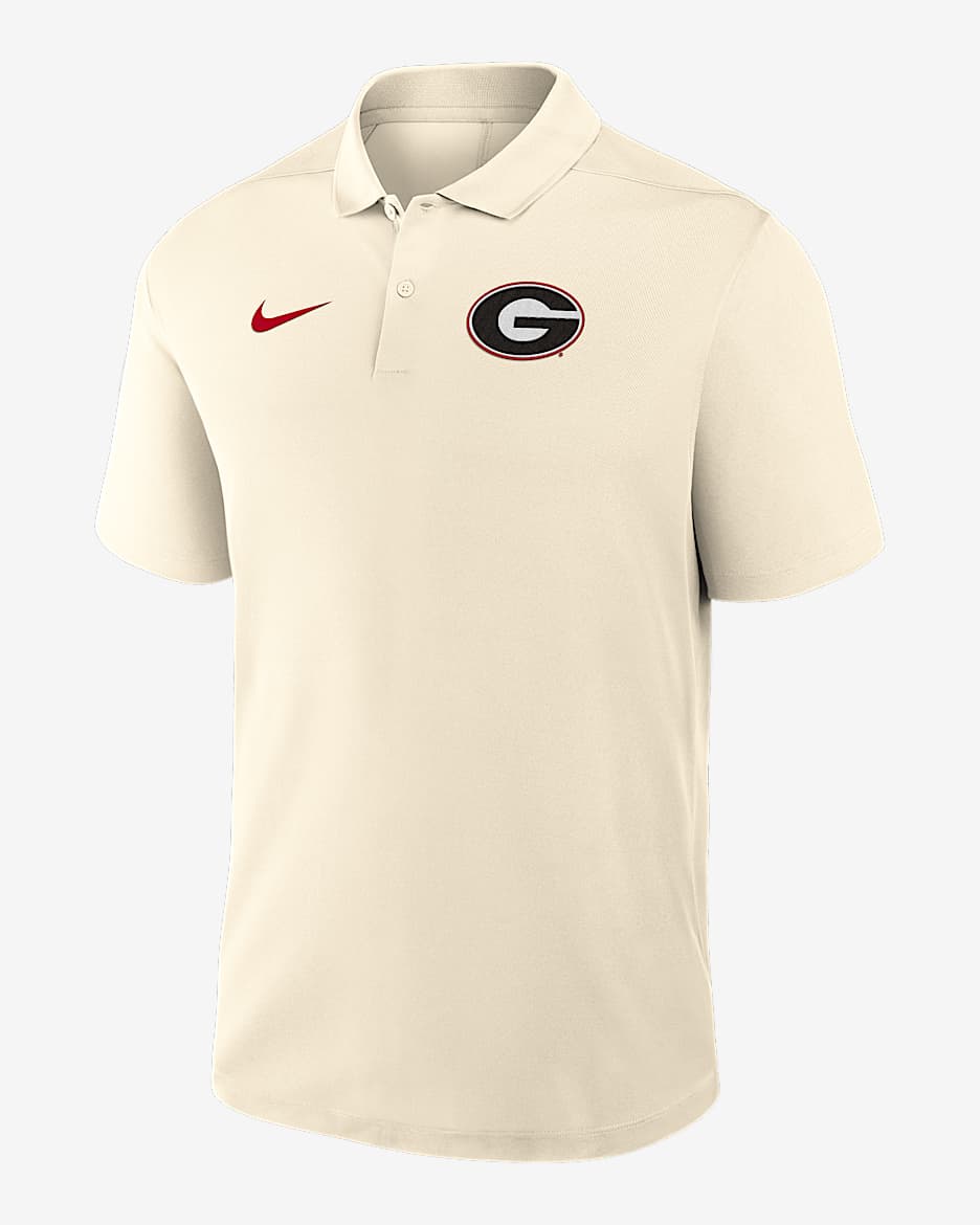 Georgia Victory Primary Logo Men's Nike Dri-FIT College Polo - Tan/Beige