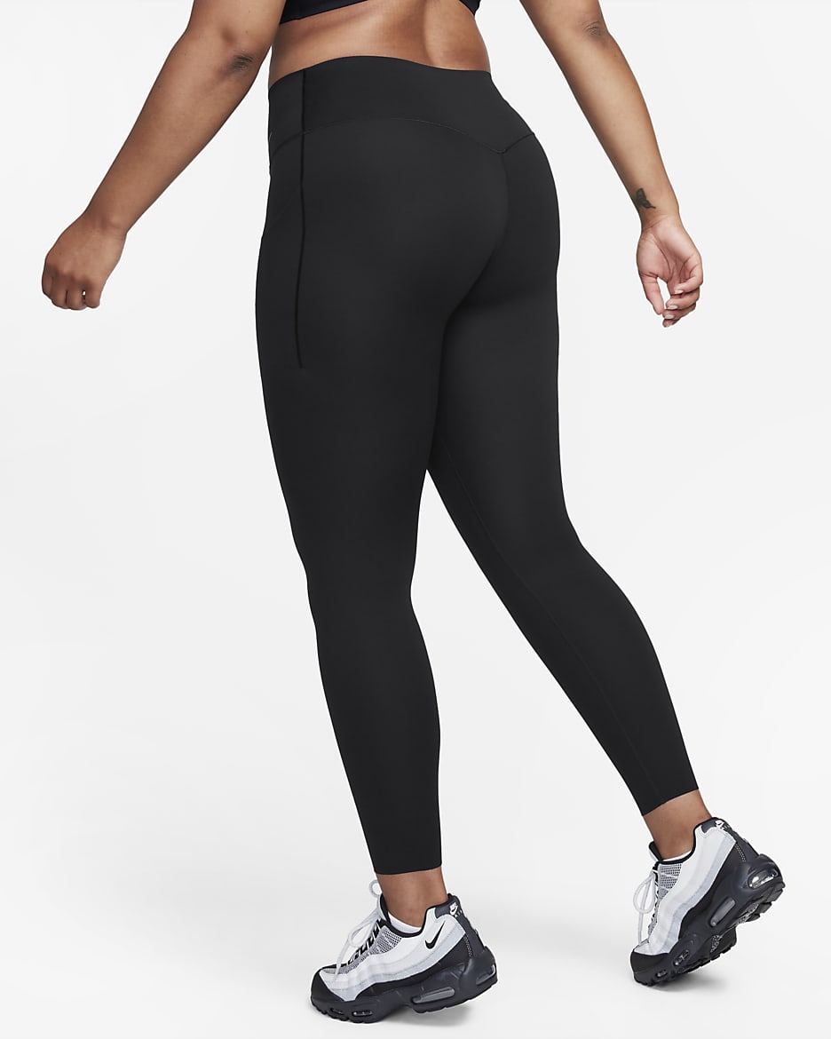 Nike Universa Women's Medium-Support Mid-Rise Full-Length Leggings with Pockets - Black/Black