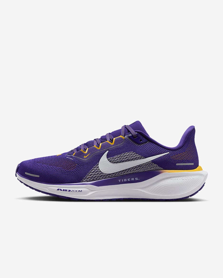 LSU Pegasus 41 Men's Nike College Road Running Shoes - Court Purple/White/University Gold/White