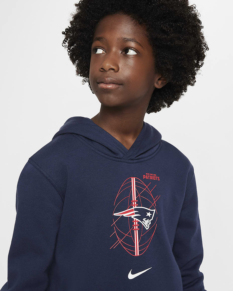 New England Patriots Club Icon Edition Older Kids' Nike NFL Fleece Hoodie - College Navy