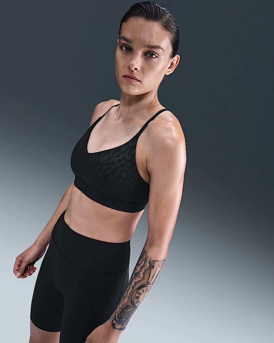 Nike Indy Women's Light-Support Padded Adjustable Sports Bra - Black/Anthracite/Dark Smoke Grey