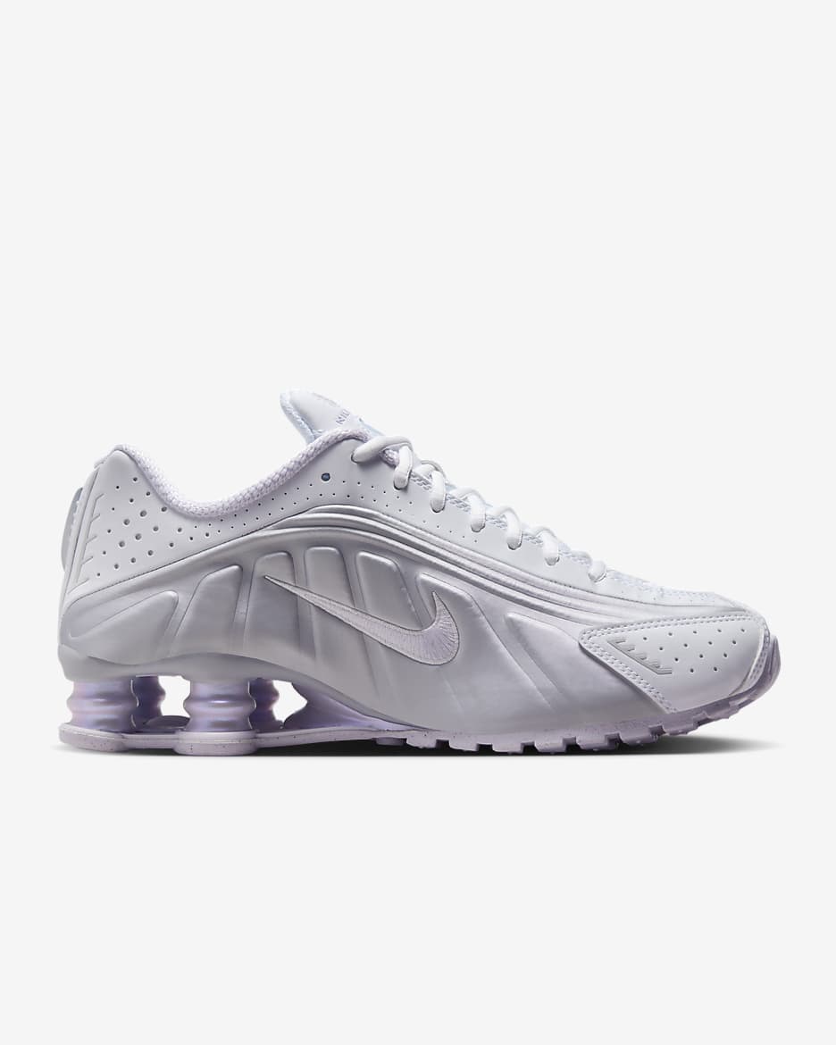 Nike Shox R4 Women's Shoes - White/Metallic Platinum/Platinum Tint/Barely Grape