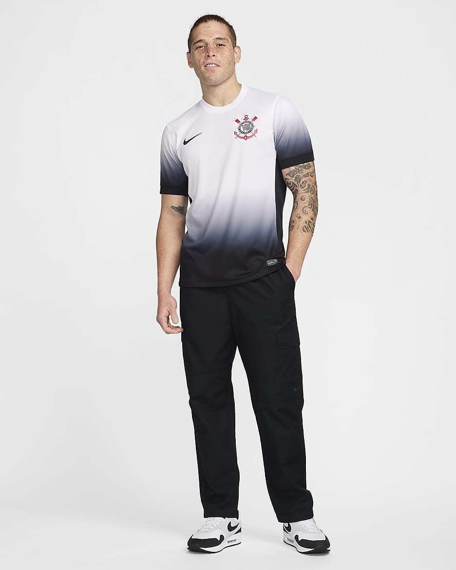 S.C. Maillot de foot replica Nike Dri-FIT Corinthians 2024/25 Stadium Domicile pour homme - Blanc/Noir/Noir