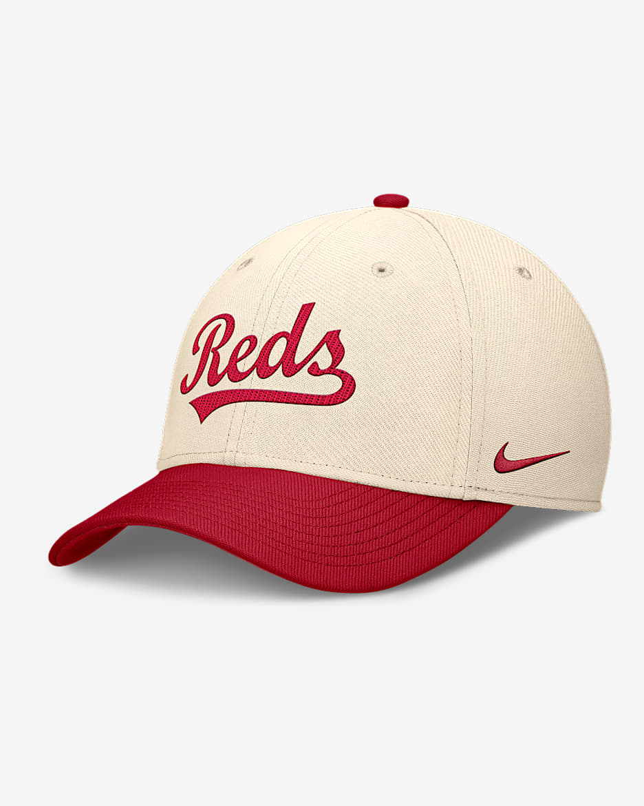 Cincinnati Reds Statement Rise Swoosh Men's Nike Dri-FIT MLB Hat - Natural