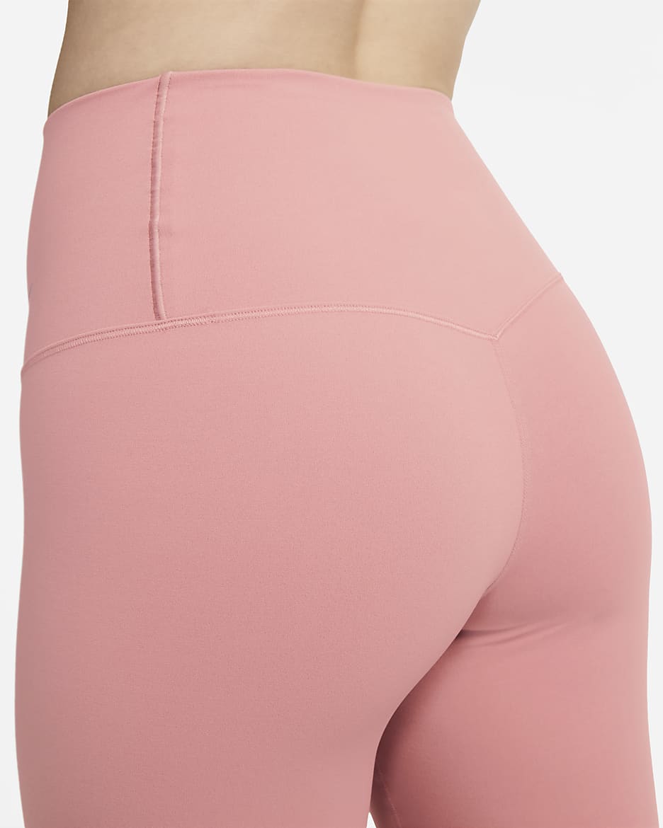 Nike Zenvy 7/8-Leggings mit sanftem Halt und hohem Taillenbund für Damen - Red Stardust/Schwarz