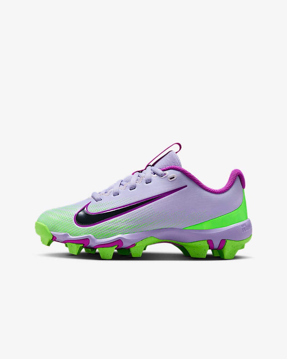 Tacos de fútbol para niños grandes Nike Vapor Shark 3 - Hortensias/Verde strike/Muñeca/Gris humo oscuro