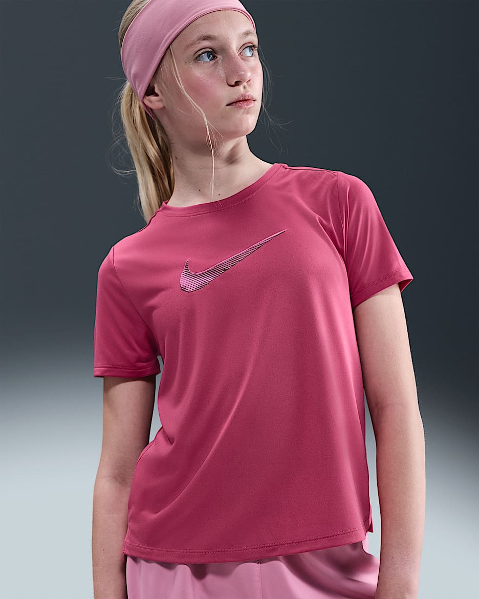 Nike One Classic Girls' Short-Sleeve Top - Sweet Beet/Sweet Beet
