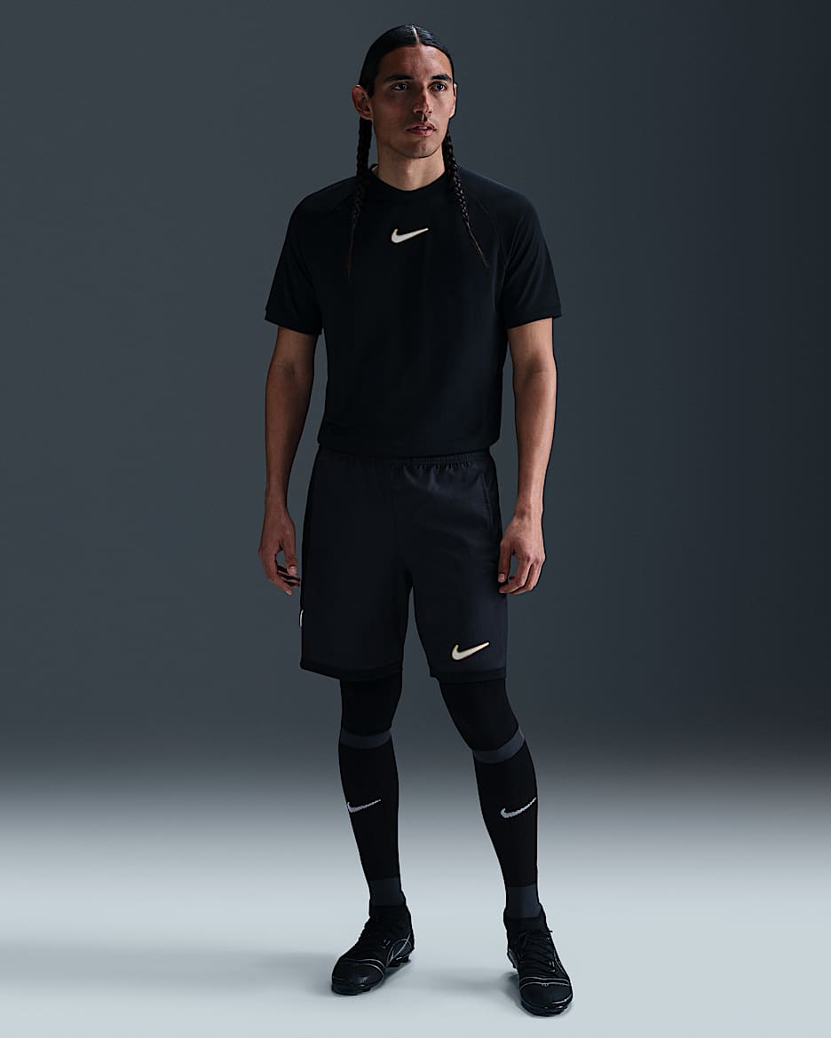 Shorts de fútbol Dri-FIT para hombre Nike Academy - Negro/Negro/Marfil pálido/Marfil pálido