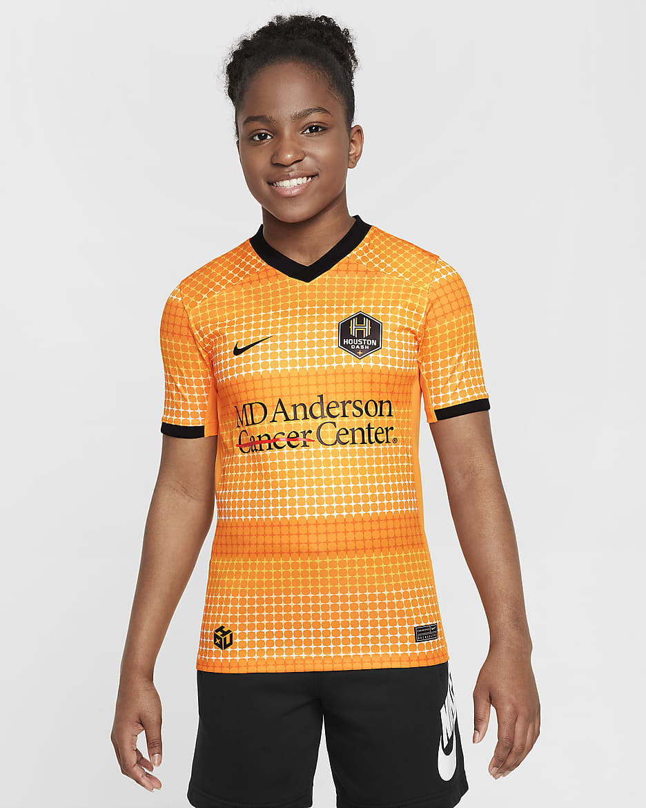 Houston Dash 2024 Stadium Primary Big Kids' Nike Dri-FIT NWSL Replica Jersey - Vivid Orange