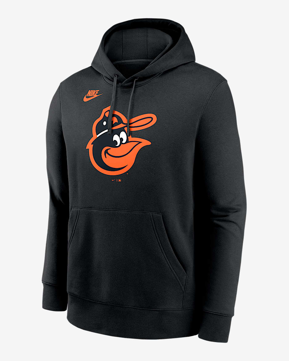 Baltimore Orioles Cooperstown Logo Club Men's Nike MLB Pullover Hoodie - Black
