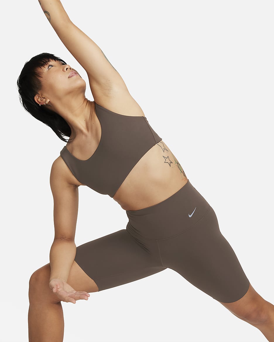 Nike Zenvy Women's Gentle-Support High-Waisted 8" Biker Shorts - Baroque Brown/Black