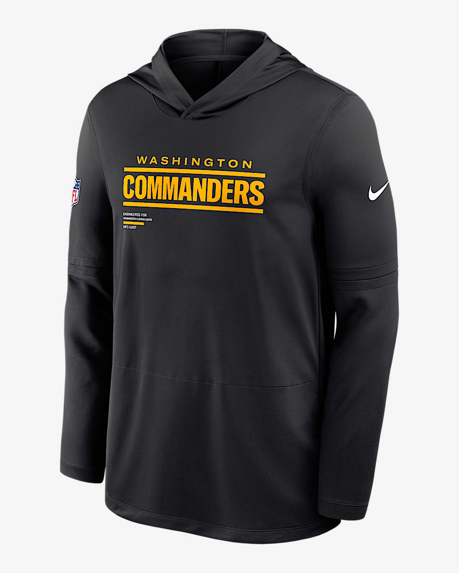 Washington Commanders Pure Fury Sideline Men's Nike Dri-FIT NFL Long-Sleeve Hooded Top - Black
