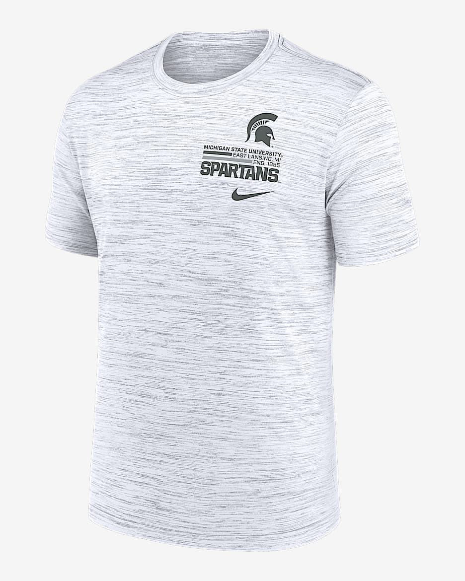 Michigan State Campus Chest Stack Velocity Men's Nike Dri-FIT College T-Shirt - White