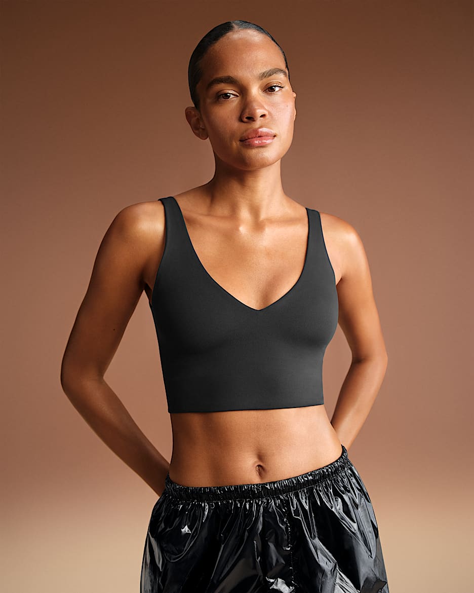 NikeSKIMS Matte Women's V-Neck Long-Line Bra - NSKM OBSIDIAN