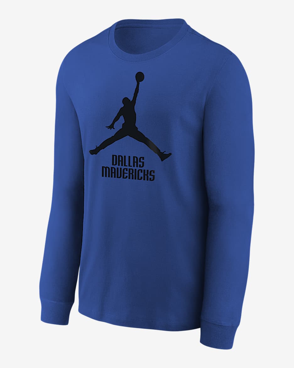 Playera de manga larga Jordan de la NBA para niños talla grande Dallas Mavericks Essential - Negro