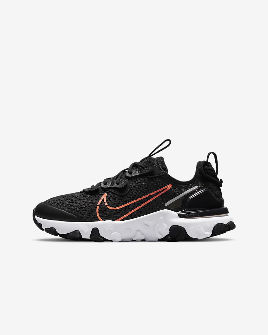 Nike React Vision Schuhe für ältere Kinder - Schwarz/Reflect Silver/Weiß/Total Orange