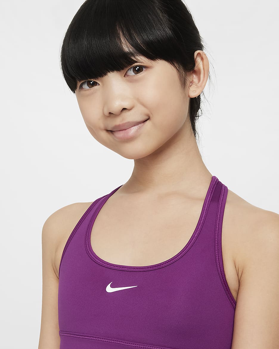 Nike Swoosh Older Kids' (Girls') Sports Bra - Viotech/White