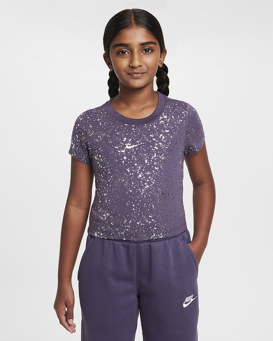 Nike Sportswear Big Kids' (Girls') Crop T-Shirt - Dark Raisin