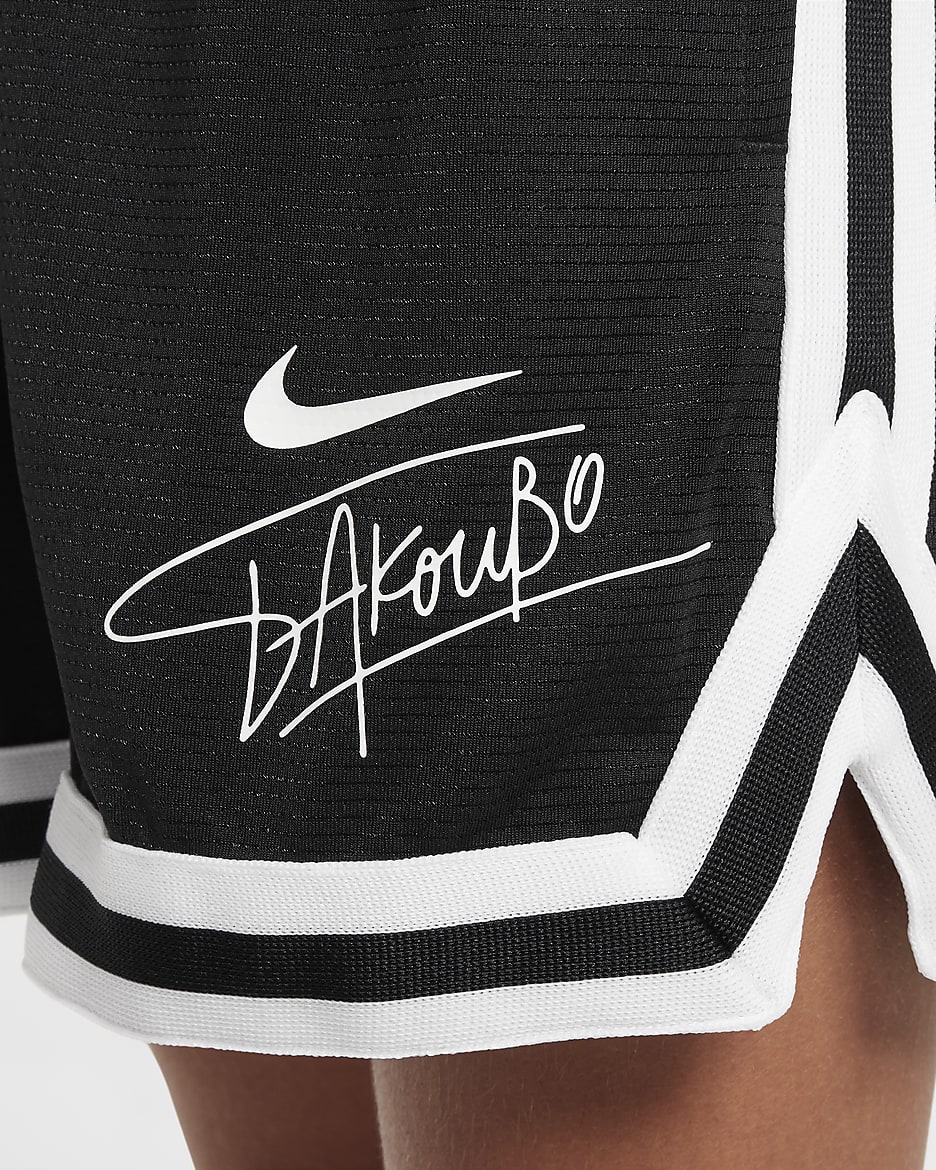 Giannis DNA Dri-FIT-basketballshorts til større børn - sort/hvid