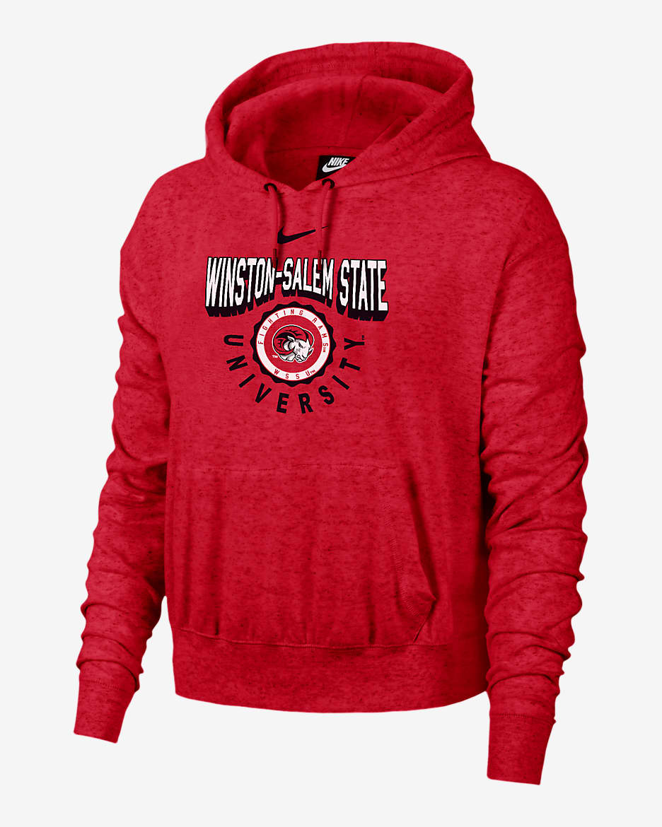 Sudadera con gorro universitaria Nike para mujer Winston-Salem Gym Vintage - Rojo jaspeado