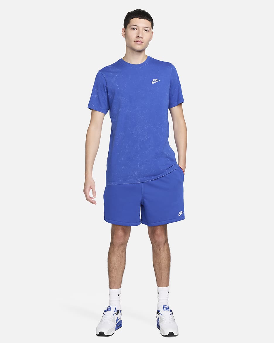 Short en molleton Flow Nike Club pour homme - Game Royal/Game Royal/Blanc