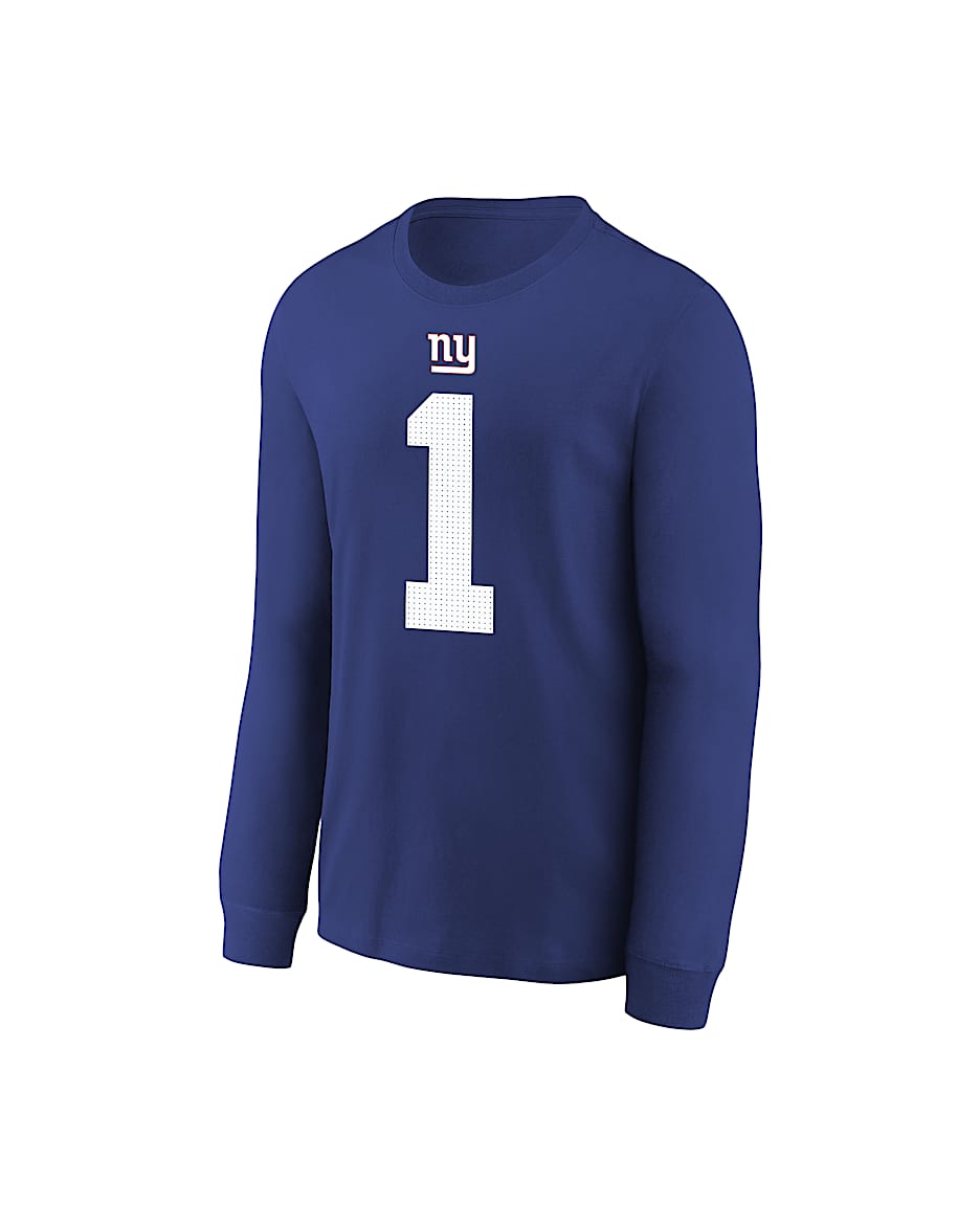 New York Giants Malik Nabers Big Kids' Long-Sleeve NFL T-Shirt - Royal