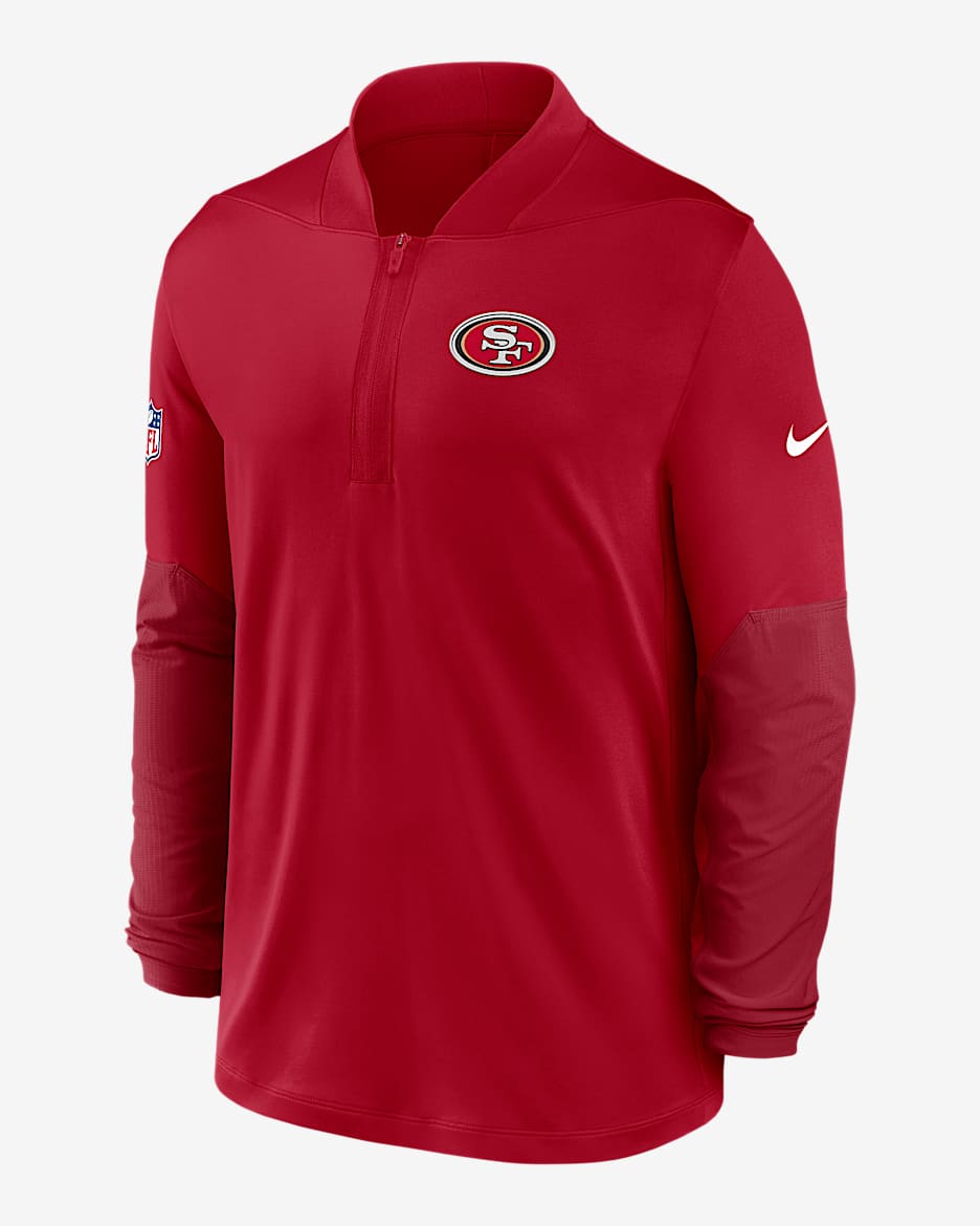 San Francisco 49ers Feel The Pressure Men's Nike Dri-FIT NFL 1/2-Zip Top - Red