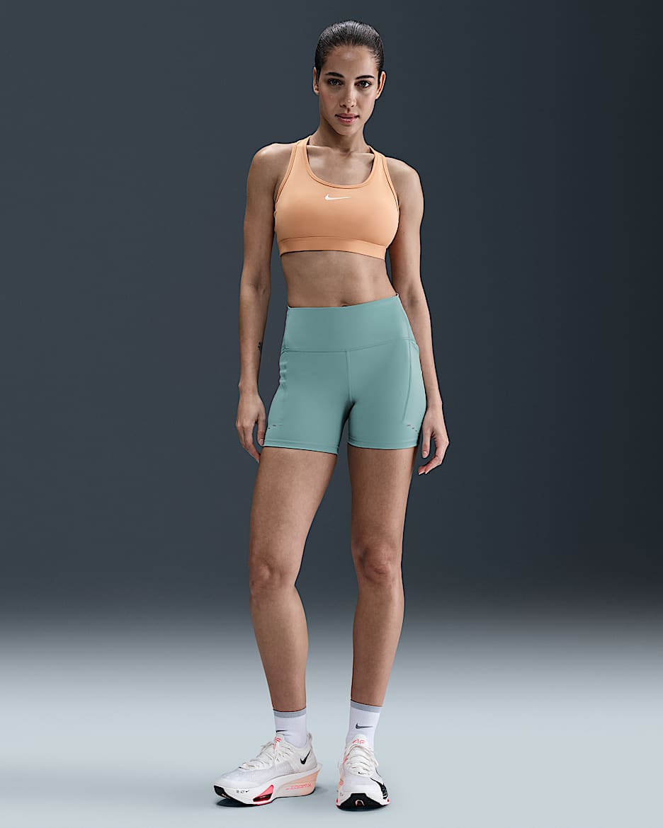 Nike Swift Women's High-Waisted 4" Tight Running Shorts with Pockets - Cannon