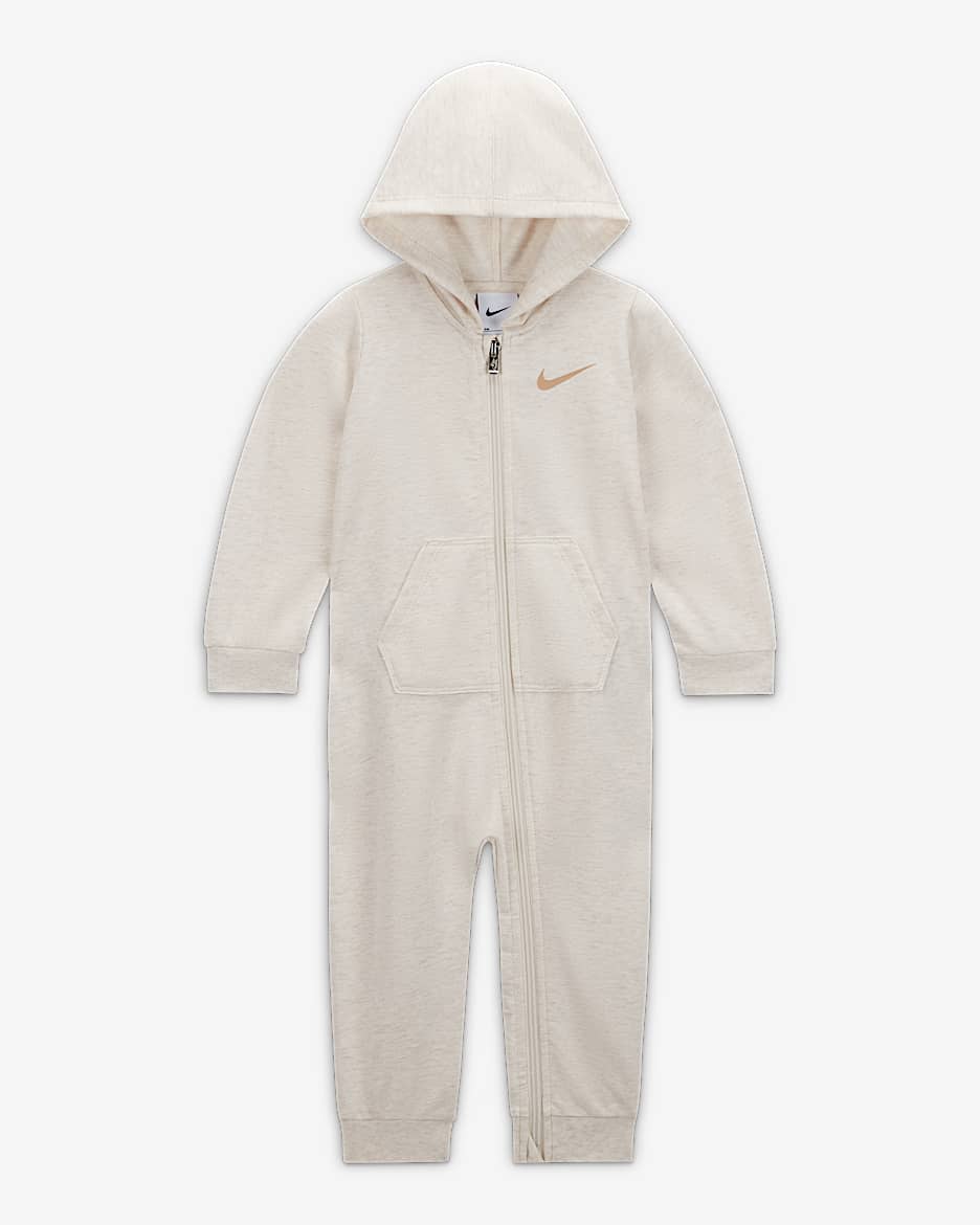 Pajacyk dla niemowląt Nike Essentials Hooded Coverall - Pale Ivory