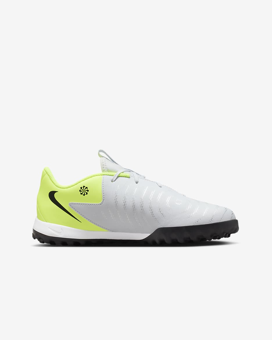 Nike Jr. Phantom GX 2 Academy voetbalschoenen voor kleuters/kids (turf) - Metallic Silver/Volt/Zwart