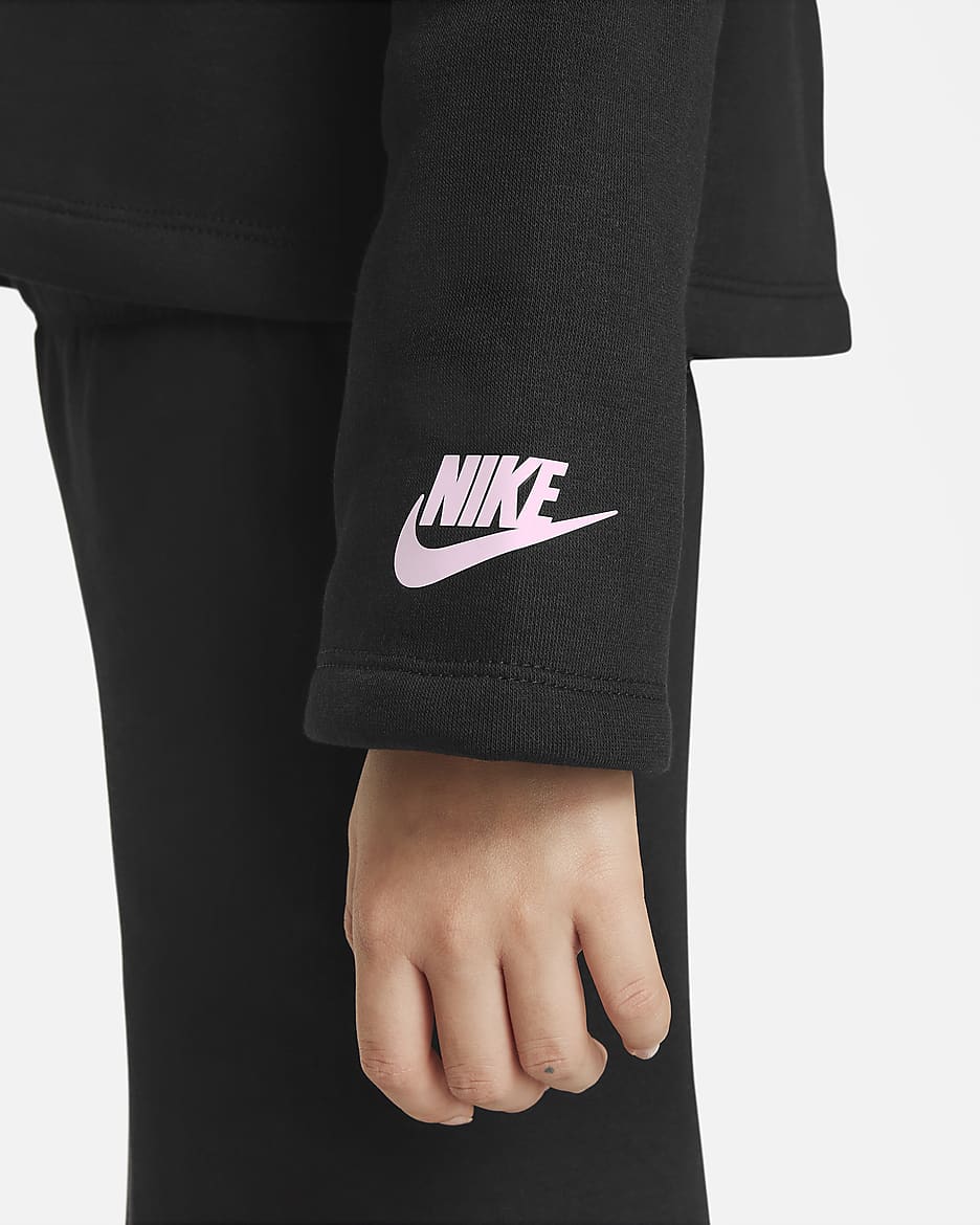 Μπλούζα με κουκούλα και σχέδιο Nike Floral για μικρά παιδιά - Μαύρο